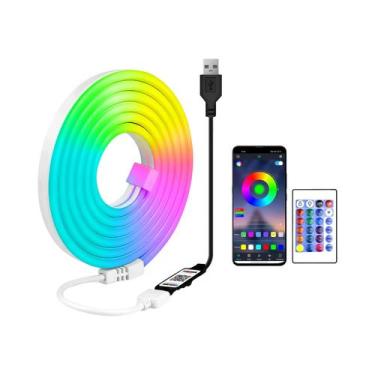 Imagem de Fitas LED Flexíveis RGB Com Controle Remoto E Sincronização Musical, C
