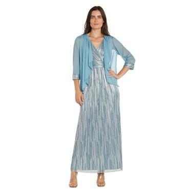 Imagem de Vestido longo de chiffon 2 peças com corpete sobrepeliz e jaqueta cascata, ardósia, 46