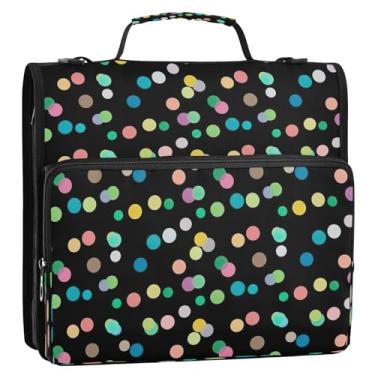 Imagem de Bolsa organizadora de fichário com zíper de bolinhas coloridas com alça, pasta de 3 anéis de 3 anéis para escola, escritório, viagem, armazenamento de documentos