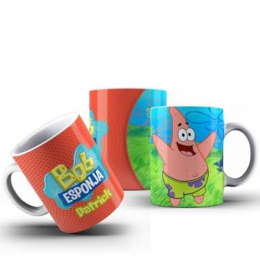 Imagem de Caneca Turma Do Bob Esponja Porcelana Todos Os Personagens 325ml (PATRICK ESTRELA)