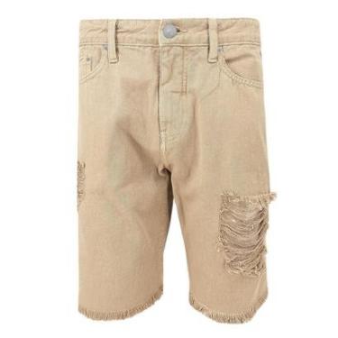 Imagem de Bermuda Calvin Klein Jeans Masculina Destroyed Label Cáqui Claro-Masculino