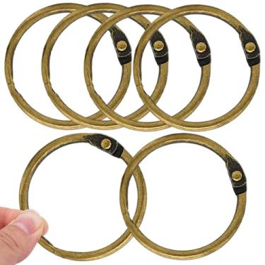Imagem de HAHIYO Pacote com 6 anéis grandes de folhas soltas de metal de 9 cm, anéis de fichário de bronze para cartões de índice, flashcards, chaveiro de encadernação de papel a granel