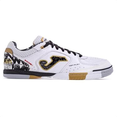 Imagem de Chuteira Joma Futsal Top Flex Branco Preto e Dourado - Masculina-Masculino