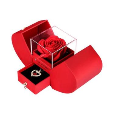 Imagem de Caixa De Joias Com Rosa Eterna De Duas Portas Em Forma De Coração, Pre