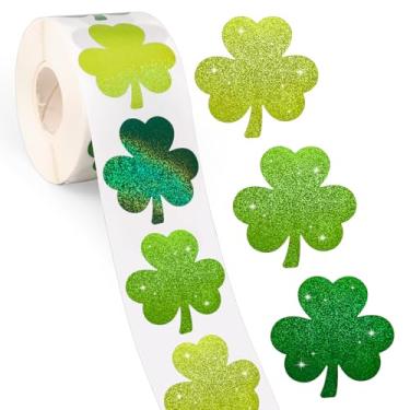 Imagem de Whaline St. Patrick's Day Shamrock Stickers Roll Laser Seal Stickers Green Colored Lucky Clover Self-Adhesive Decals for Irish Holiday Envelope Journal Decor, 500 Pcs