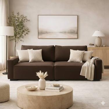 Imagem de Sofá 3 Lugares Moderno Contemporâneo Sala Recepção Suede