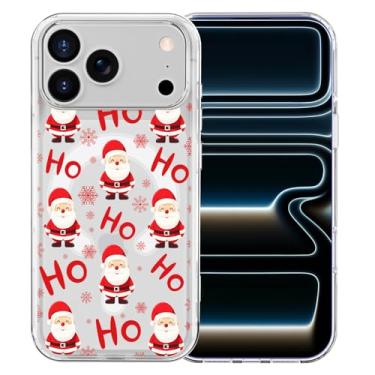 Imagem de MAYCARI Capa para iPhone 16 Pro Max, linda capa de celular magnética transparente de Natal Papai Noel Ho Ho Ho, compatível com MagSafe, capa protetora transparente à prova de choque para mulheres e