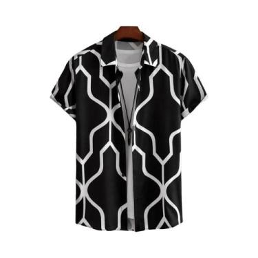 Imagem de Camisas Havaianas Masculinas De Manga Curta Com Estampa Em Patchwork 3