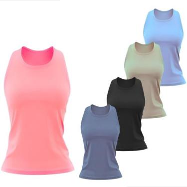 Imagem de Kit 4 Regata Feminina Dry Uv Cavada Treino Passeio Básica - Labela Fit