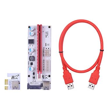 Imagem de ORKDFJ 100 peças LED 008S PCI-E Riser Card PCI Express 1X a 16X 60 CM Cabo USB 3.0 4Pin 6Pin 15Pin SATA Power para placa de vídeo GPU (vermelho 0,6 m)