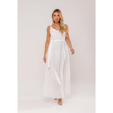 Imagem de Vestido Longo Com Faixa Na Cintura Branco Salvatore, GG