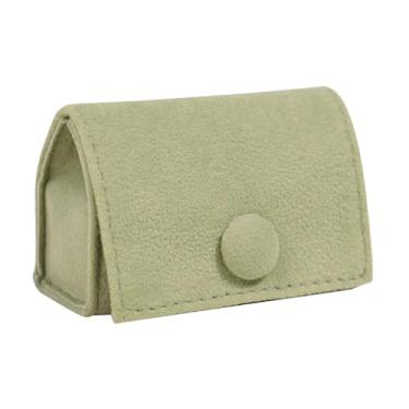 Imagem de UGPLM Estojo porta-anéis de veludo, pequeno, para viagem, multifuncional, elegante, organizador de joias, bolsa para guardar brincos e colares, Verde