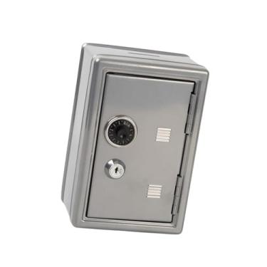 Imagem de oshhni Cofrinho de mesa pequeno, leve e fofo, em formato de porquinho, ideal para guardar dinheiro, cosméticos, maquiagem e bonecas, Cinza