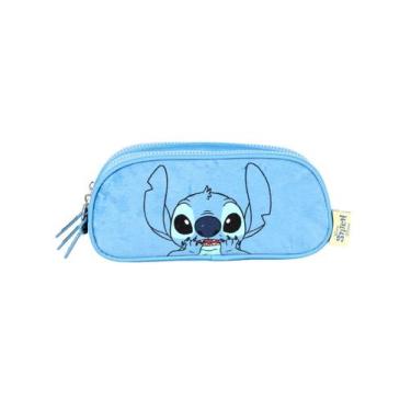 Imagem de Estojo Escolar Triplo Pelúcia Luxo Lilo Stitch ET50064 - Luxcel, AZUL