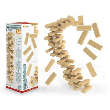 Imagem de Blocos de Montar Jogo Torre Equilíbrio  Clássica 54 Pecas Junges - Bri