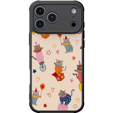 Imagem de DEENAKIN Capa fofa para iPhone 17 Pro Max, capa rígida floral estética, compatível com Magsafe, capa protetora fina moderna exclusiva retrô coquete ocidental para mulheres e meninas, circo gato