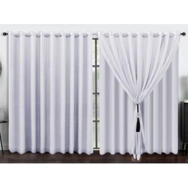 Imagem de Cortina Voil Xadrez 5.00 x 2.20 Forro Microfibra - J&C ACESSÓRIOS PARA