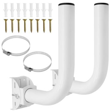 Imagem de Uenhoy Pacote com 2 suportes universais de ponte sem fio, poste J ajustável e suportes montados na parede para antena externa Starlink, ponto de acesso AP Client Bridge CPE