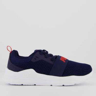 Imagem de Tênis Puma Wired Run PS BDP Infantil Marinho e Vermelho, 30