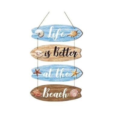 Imagem de Popular verão oceano decoração de parede praia listagem de madeira tem