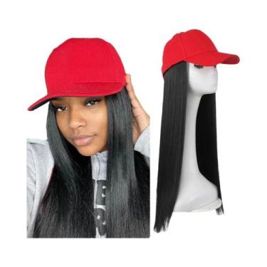 Imagem de Peruca De Cabelo Sintético Vermelha De 22 Polegadas Com Boné De Beiseb