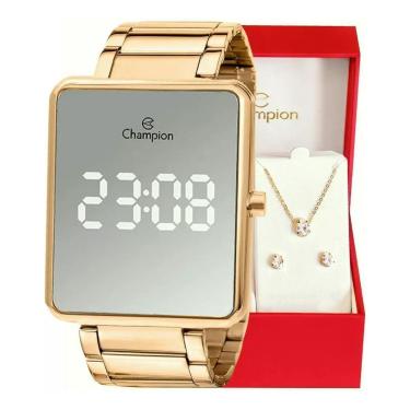 Imagem de Relógio Champion Feminino Digital Dourado Espelhado CH40086B-Feminino