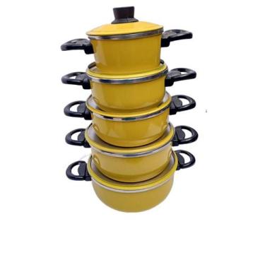 Imagem de Jogo de panelas blogueira, panela rosa, panela amarela, panela vermelh