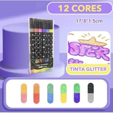 Imagem de Marcador Metálico Caneta de Glitter de Cabeça Dupla Marcador de Cabeça Dupla Brilhante Kit Canetinhas Coloridas - Unidades: 2,12,24,36,48,72,96 (2)
