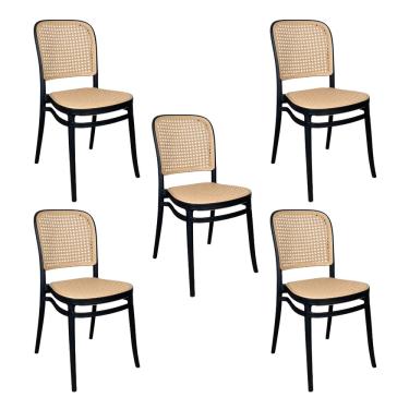 Imagem de Kit 5 Cadeiras de Jantar Roma para Sala e Cozinha Preto