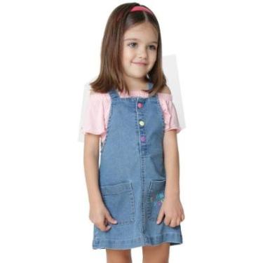 Imagem de Salopete Infantil Look Jeans c/ Blusinha Jeans - UNICA - 03-Feminino