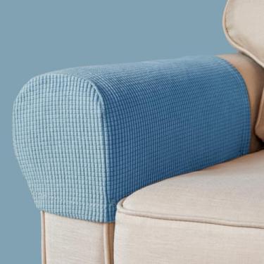 Imagem de BAHULA Capas de apoio de braço, tecido elástico, elastano, à prova d'água, capas de braço antiderrapantes para poltronas, sofás, poltronas, poltronas, poltronas, poltronas reclináveis, conjunto de 2