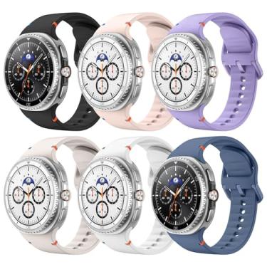 Imagem de MoKo Pacote com 6 pulseiras esportivas compatíveis com Samsung Galaxy Watch 8 de 40 mm e 44 mm/Galaxy Watch 8 Classic de 46 mm, pulseira de silicone macio sem lacunas para homens e mulheres, P/M