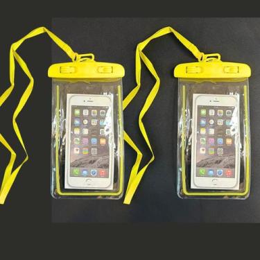 Imagem de Kit 2 Capa Bolsa Para Celular Amarela - GENERICA
