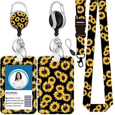 Imagem de Cordão de crachá, suporte retrátil para crachá com mosquetão e clipe de cinto, cordão com fecho lagosta para porta-crachás, presente de escritório para enfermeiras e professores (BLC-Mums)