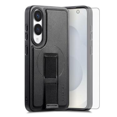 Imagem de Asuwish Capa de celular para Samsung Galaxy S25 Edge com protetor de tela magnético de vidro temperado e alça Wrise, suporte rígido de carregamento sem fio S25Edge 25S S 25 25Edge feminino masculino