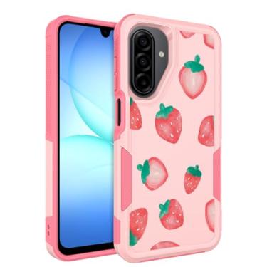 Imagem de Ftonglogy Capa para Samsung Galaxy A17/26 5G: Design floral de flores fofas para meninas e mulheres, capa de celular de silicone à prova de choque (morango)