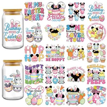 Imagem de RiVolTa Envelopes DTF UV de Páscoa - 20 folhas de adesivos de copo Uvdtf de coelhinho feliz e pintinho de ovo para 473 ml, fofo, colorido, orelha de rato, à prova d'água, esfregar em transferências