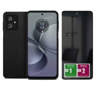 Imagem de Kit Capa Aveludada Preta Moto G54 com Película Privacidade ou Cerâmica 9D (Película de Filme Privacidade)