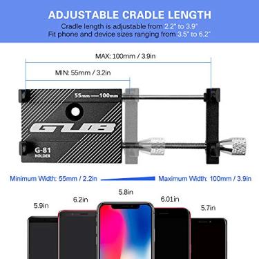 Imagem de Suporte ajustável para montagem de telefone para bicicleta Mountain bike Suporte para clipe de guiador de motocicleta para telefones de 3,5 a 6,5 ​​polegadas Ajuste universal (Vermelha)