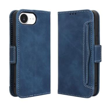 Imagem de XZDWH Capa para iPhone 16e, proteção magnética de corpo inteiro, à prova de choque, capa carteira de couro com compartimento para cartão para iPhone 16e (azul)