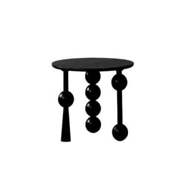 Imagem de Mesa de centro retrô pequena mesa lateral de canto redondo lazer café sala de estar varanda quarto mesa lateral (preto)