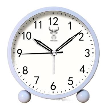 Imagem de x3anggyt5 Despertador para quarto, despertador analógico operado por bateria, pequeno relógio de mesa silencioso com luz noturna, operado por bateria, para sala de estar, quarto, cabeceira, relógio de