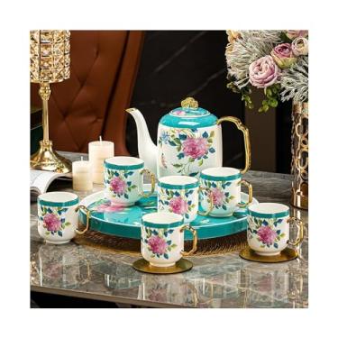 Imagem de x3anggyt5 Jarro de água europeu de alta temperatura, conjunto de bule e xícara, presente de inauguração de casa, conjunto de café, bule e xícara de chá, jarra de chá gelada