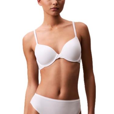 Imagem de Calvin Klein Sutiã feminino perfeitamente forrado com ajuste perfeito e toque de memória, Branco, 36C