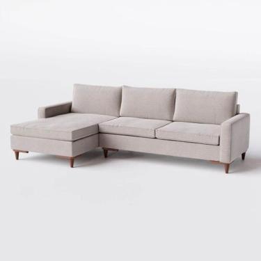 Imagem de Sofá Viena com Chaise 2,70m em Linho Cinza Amarronzado - Home Mobily