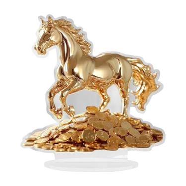 Imagem de UGPLM Enfeite de cavalo em acrílico 2D com suporte, decoração criativa para o Ano do Cavalo, ideal para estante, armário ou mesa de escritório, Style E