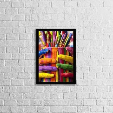 Imagem de Quadro Foto Pincéis Coloridos 45X34 Com Vidro Moldura Preta