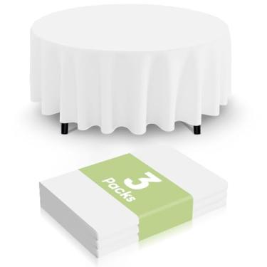 Imagem de Smiry Toalha de mesa descartável, pacote com 3, toalha de mesa de plástico impermeável, 137 x 182 cm, capas de mesa retangulares decorativas para festa, aniversário, piquenique, branca