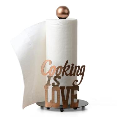 Imagem de HAUCOZE Suporte de toalha de papel, dispensador de papel higiênico, suporte de rolo de torre de papel, decoração de cozinha, artesanato de metal, presentes de escritório doméstico 34,3 cm