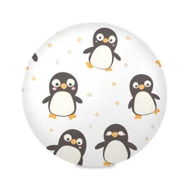 Imagem de STAYTOP Jogo americano redondo pinguim fofo, 6 peças, tapetes de mesa para férias, antiderrapante, fácil de limpar, para decoração de mesa de festa e churrasco